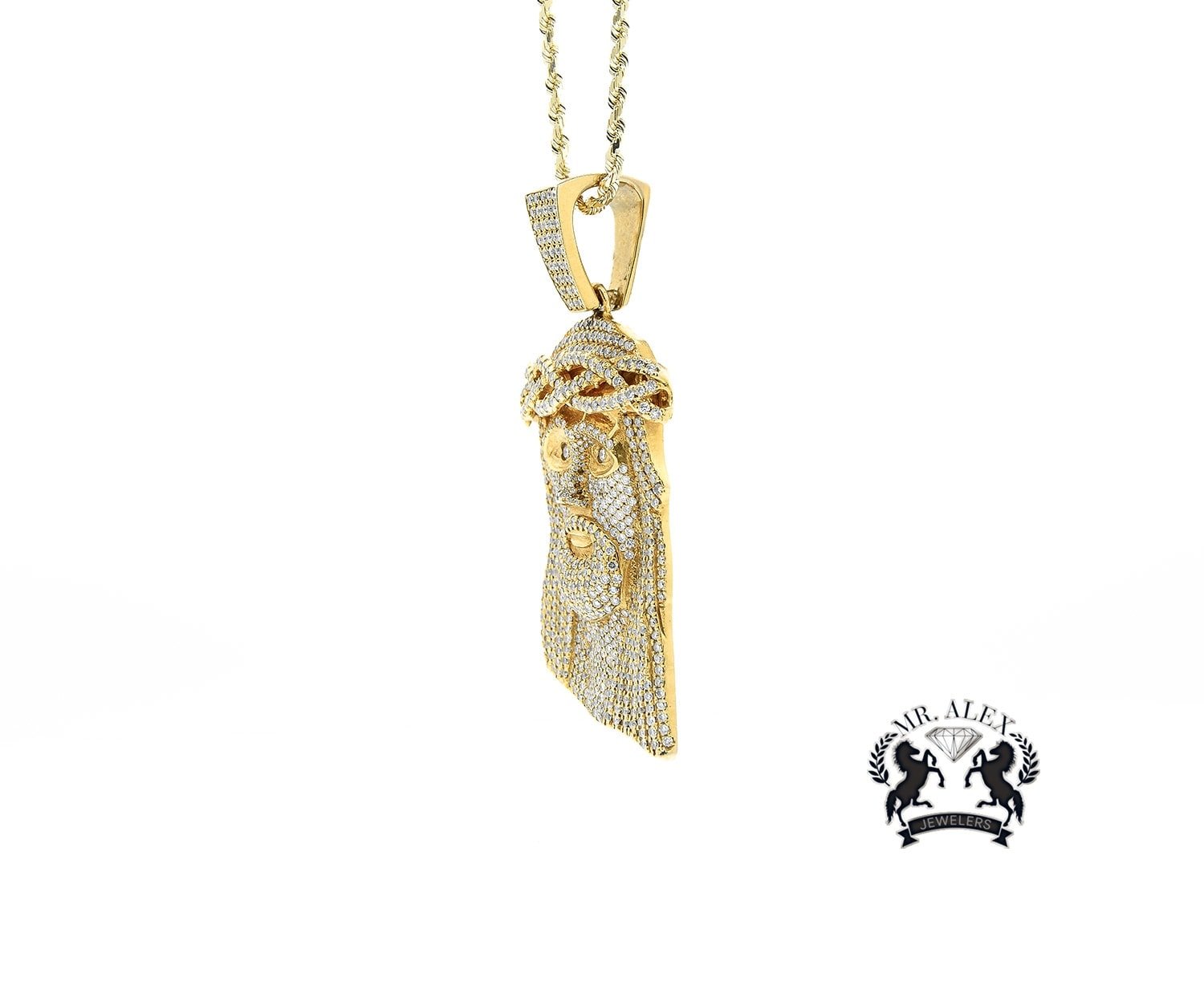 14k Jesus Pendant 12.00ct Yellow Gold - Mr. Alex Jewelry