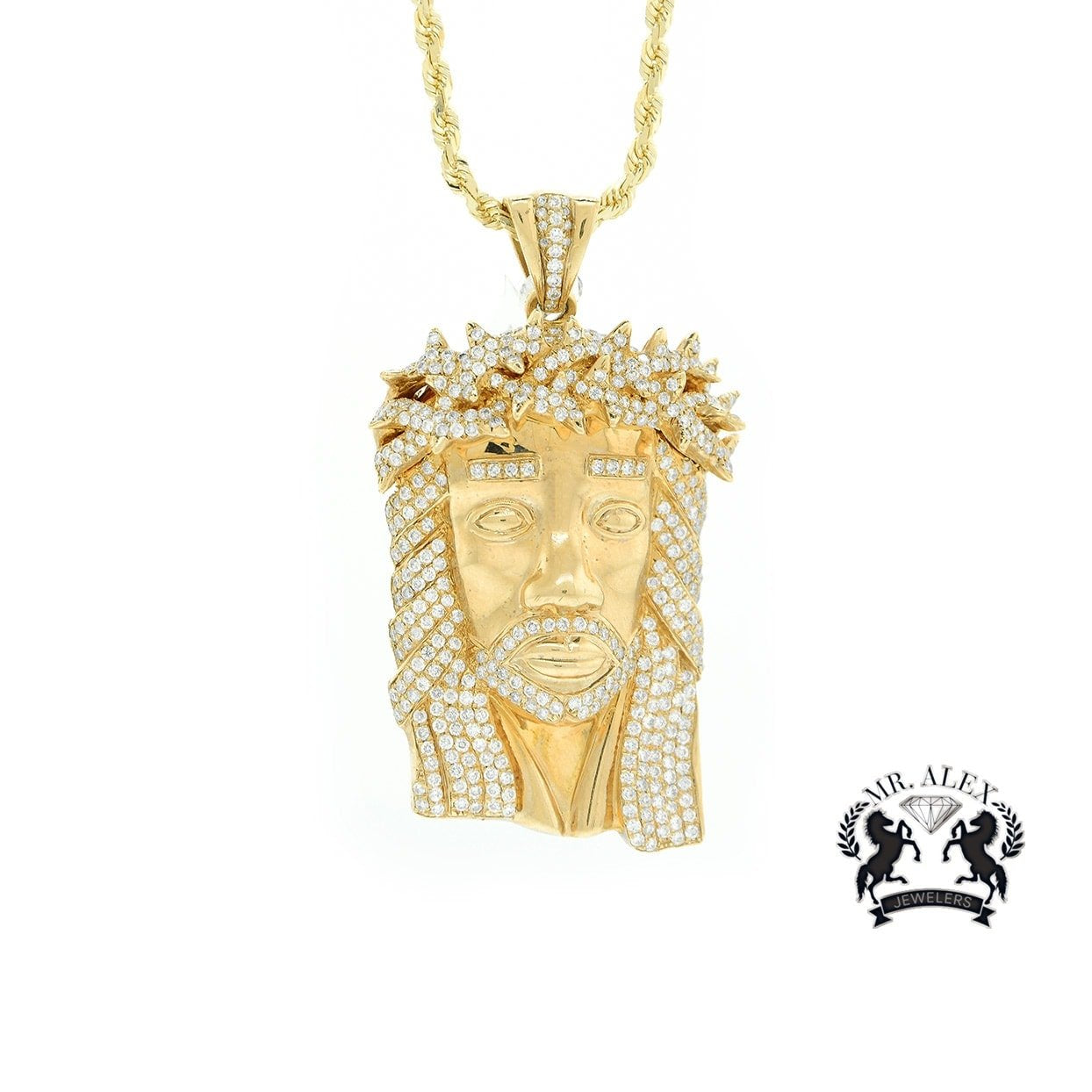 14k Jesus Pendant 5.55ct Yellow Gold - Mr. Alex Jewelry