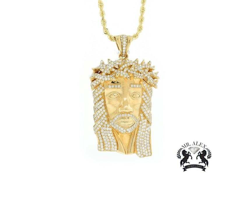 14k Jesus Pendant 5.55ct Yellow Gold - Mr. Alex Jewelry