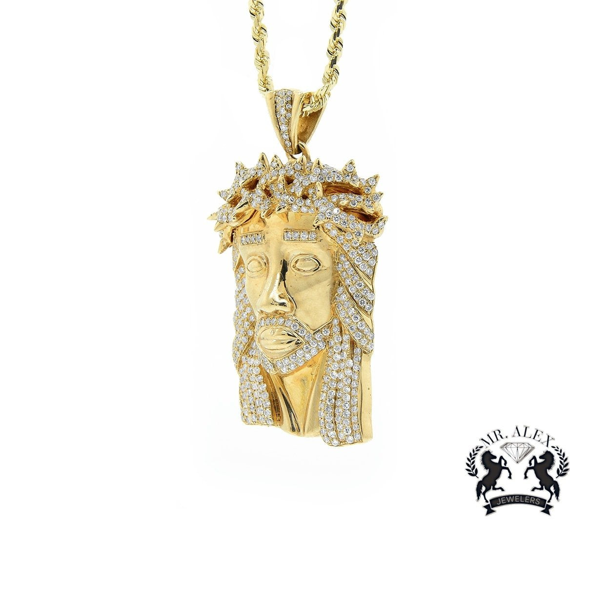 14k Jesus Pendant 5.55ct Yellow Gold - Mr. Alex Jewelry