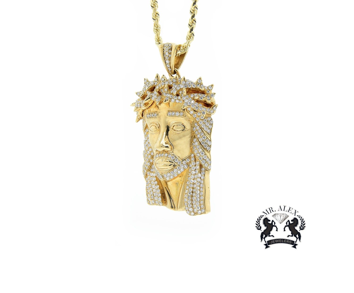 14k Jesus Pendant 5.55ct Yellow Gold - Mr. Alex Jewelry