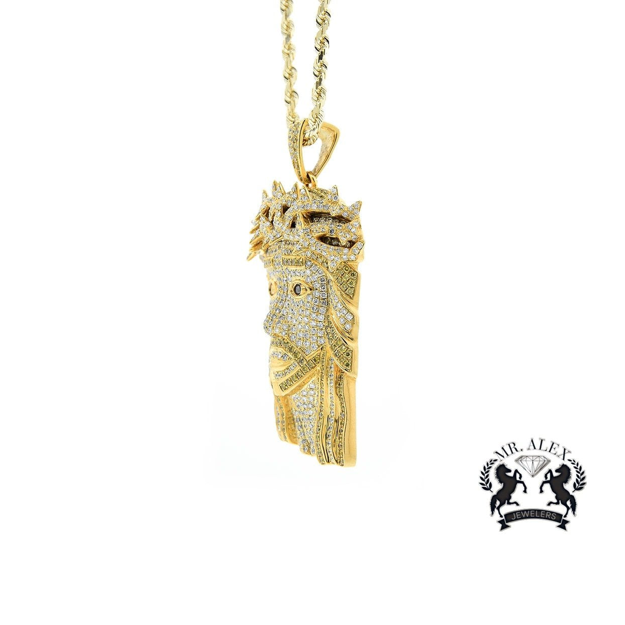 14K Jesus Pendant 6.82CT Yellow Gold - Mr. Alex Jewelry