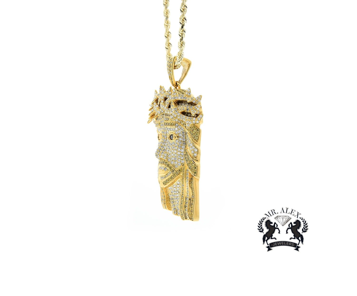 14K Jesus Pendant 6.82CT Yellow Gold - Mr. Alex Jewelry