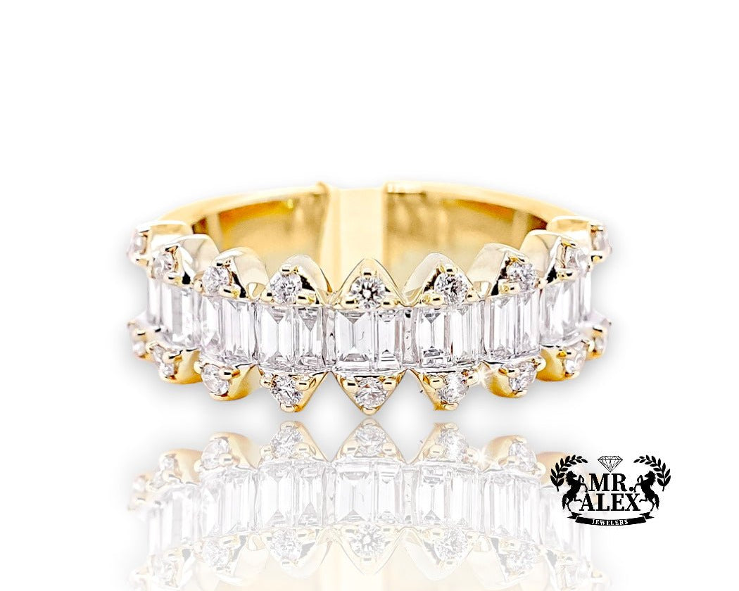 14K Long Hexagon Shaped Diamond Ring 1.25ct - Mr. Alex Jewelry