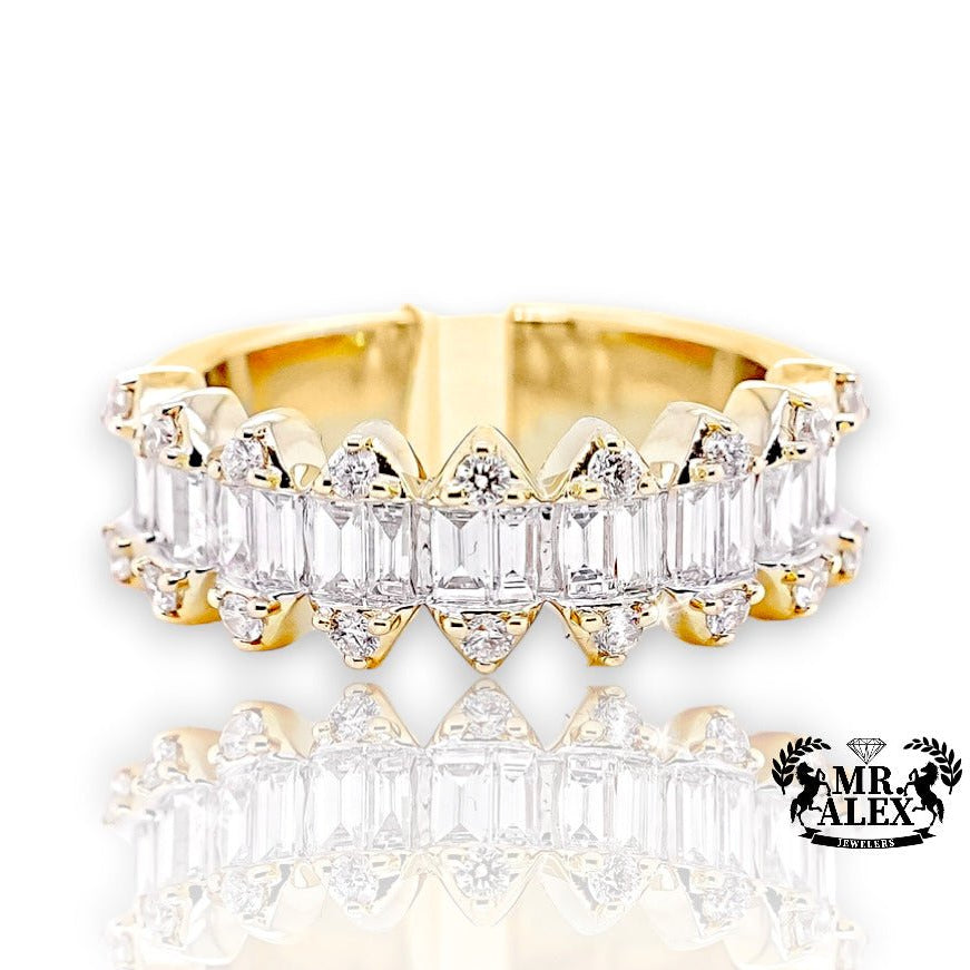 14K Long Hexagon Shaped Diamond Ring 1.25ct - Mr. Alex Jewelry