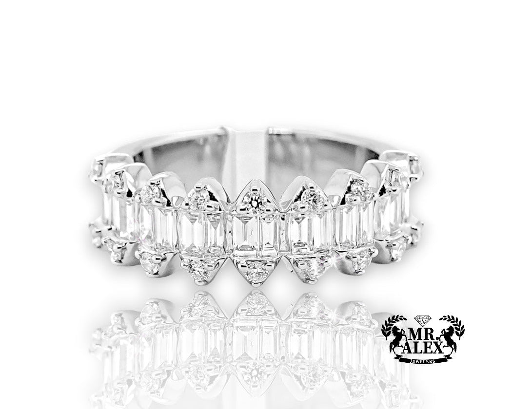 14K Long Hexagon Shaped Diamond Ring 1.25ct - Mr. Alex Jewelry