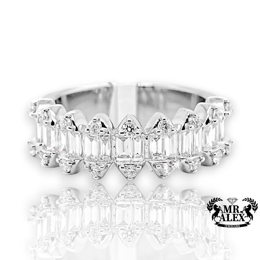 14K Long Hexagon Shaped Diamond Ring 1.25ct - Mr. Alex Jewelry