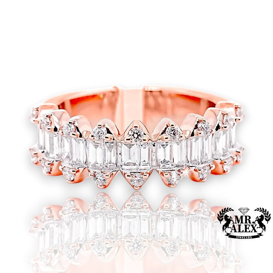 14K Long Hexagon Shaped Diamond Ring 1.25ct - Mr. Alex Jewelry