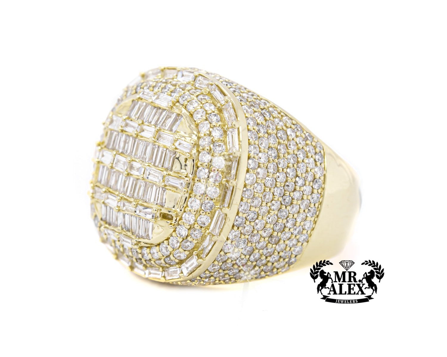 14K Luxury Baguette Men Diamond Ring 6.35ct - Mr. Alex Jewelry