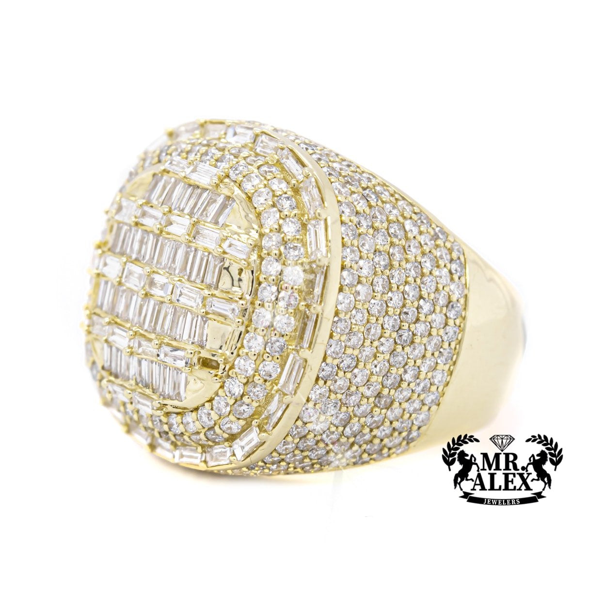14K Luxury Baguette Men Diamond Ring 6.35ct - Mr. Alex Jewelry