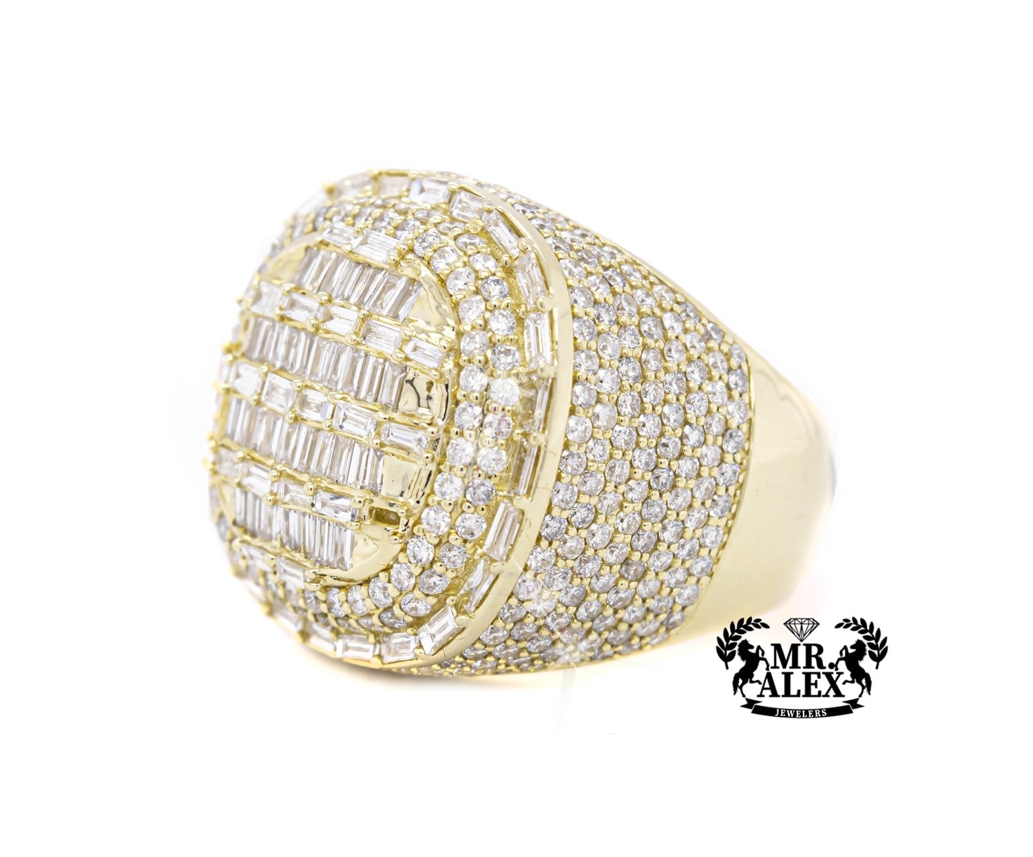 14K Luxury Baguette Men Diamond Ring 6.35ct - Mr. Alex Jewelry