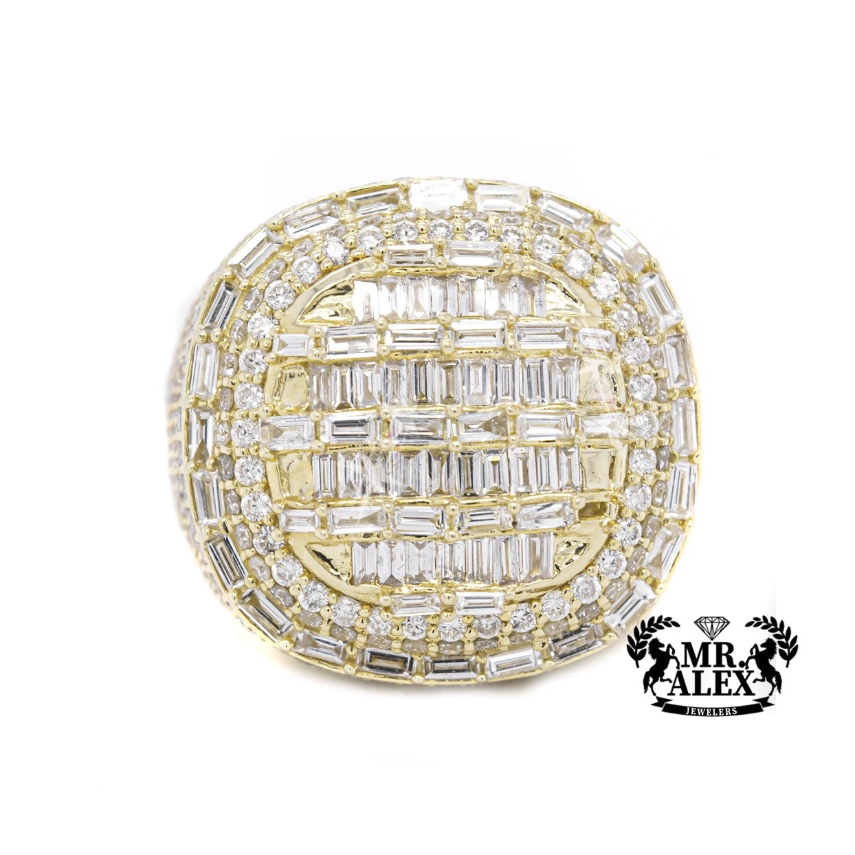 14K Luxury Baguette Men Diamond Ring 6.35ct - Mr. Alex Jewelry