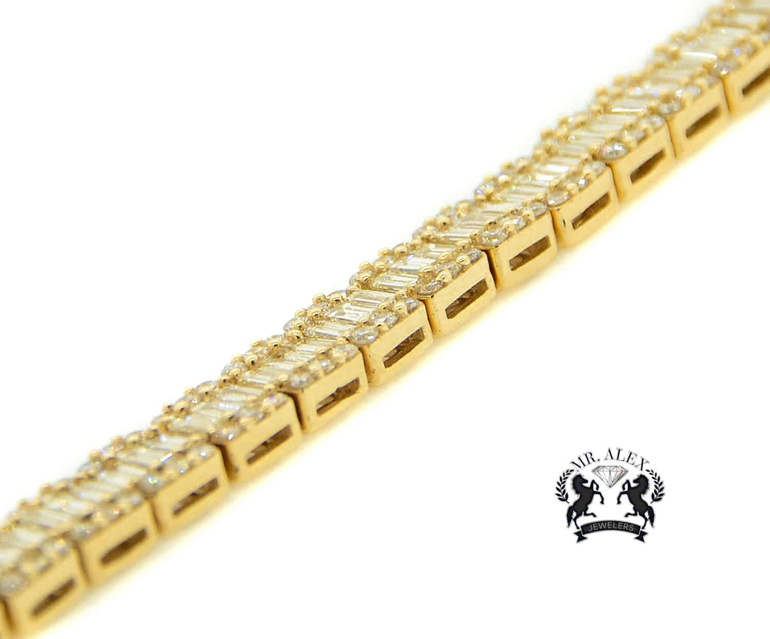 14k Luxury Diamond Bracelet 10.50ct Yellow Gold - Mr. Alex Jewelry