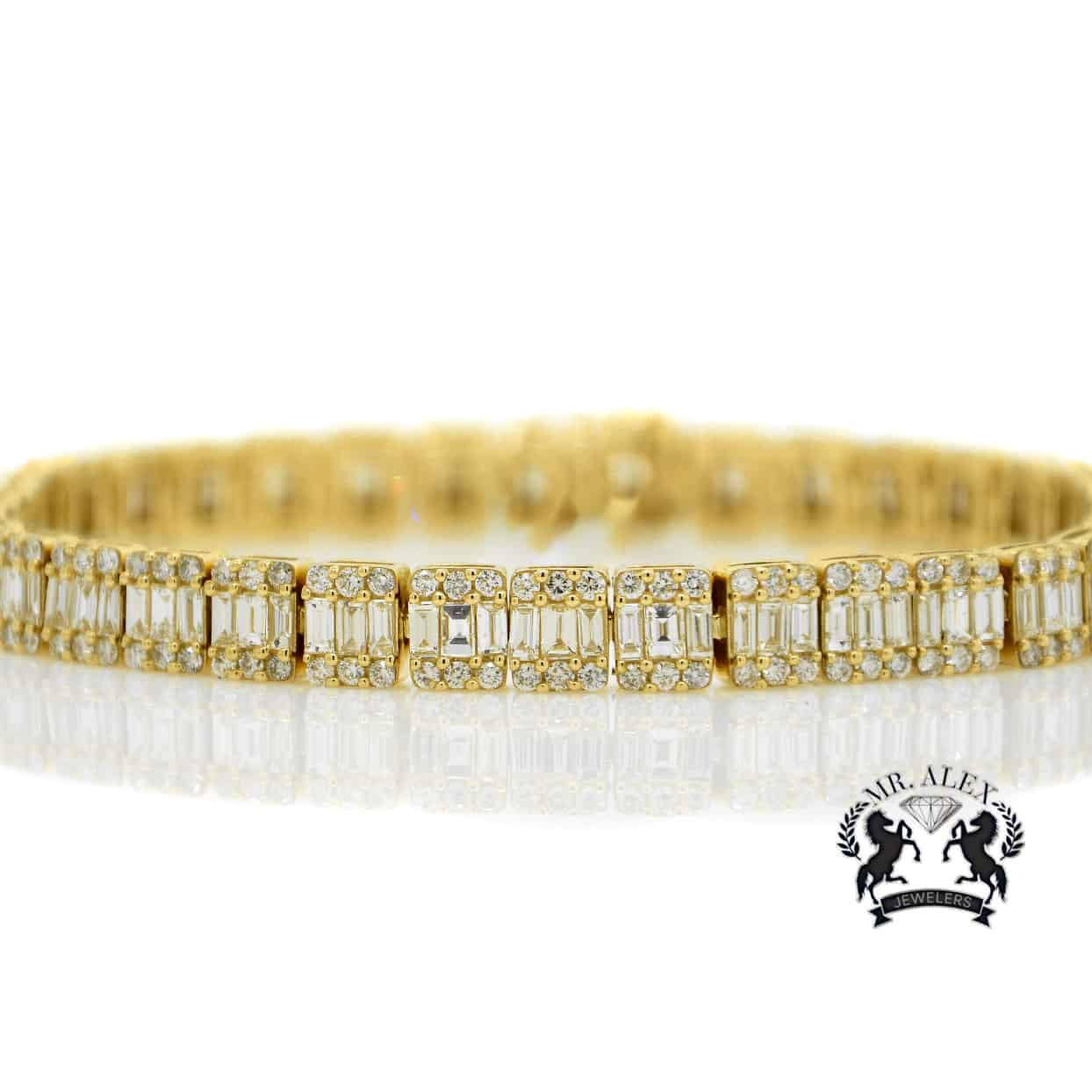 14k Luxury Diamond Bracelet 10.50ct Yellow Gold - Mr. Alex Jewelry