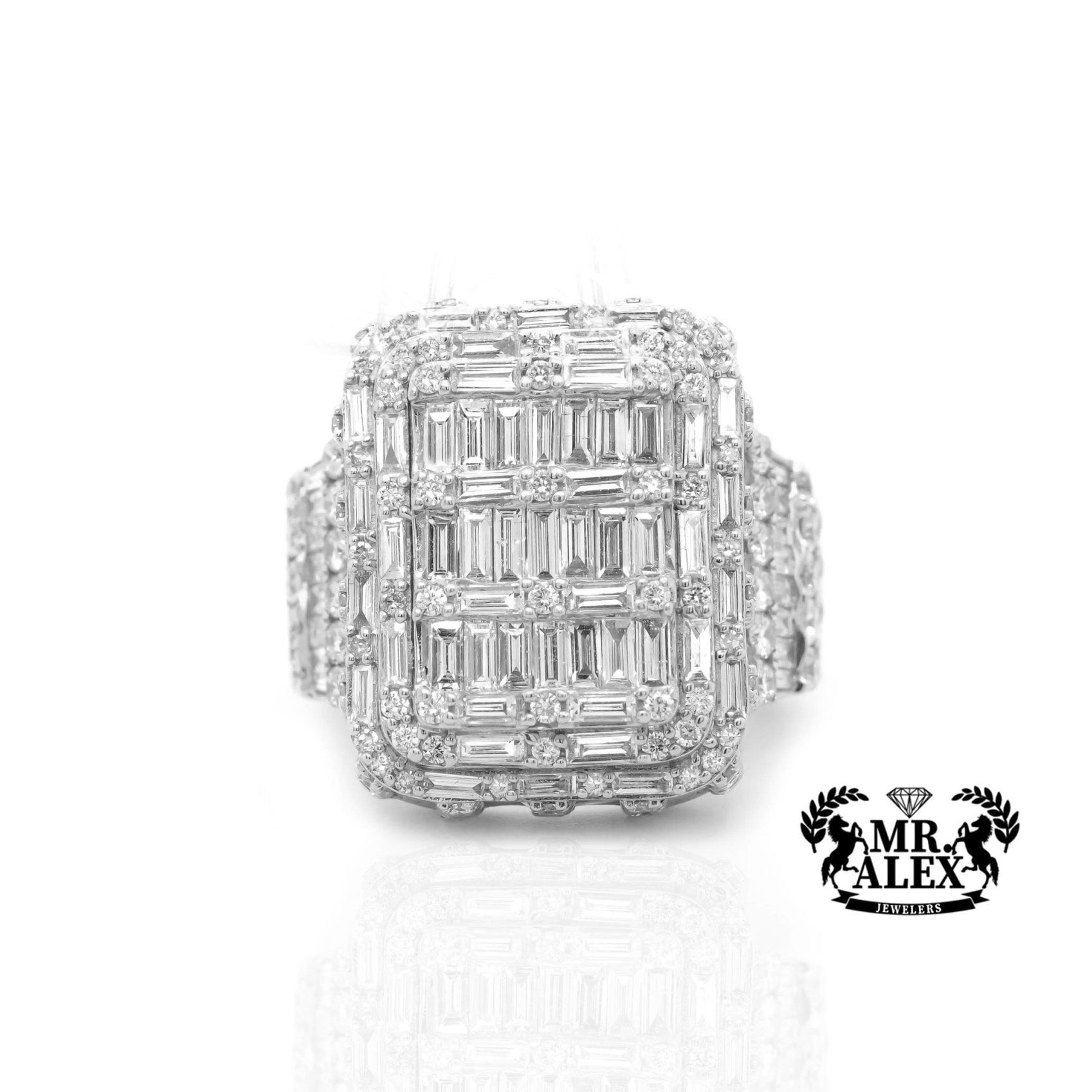 14K Majestic Square Diamond Ring 7.57ct - Mr. Alex Jewelry