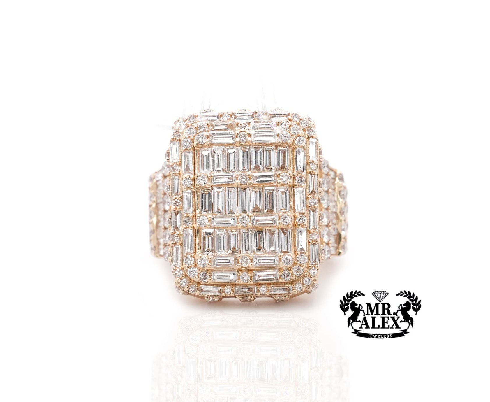 14K Majestic Square Diamond Ring 7.57ct - Mr. Alex Jewelry