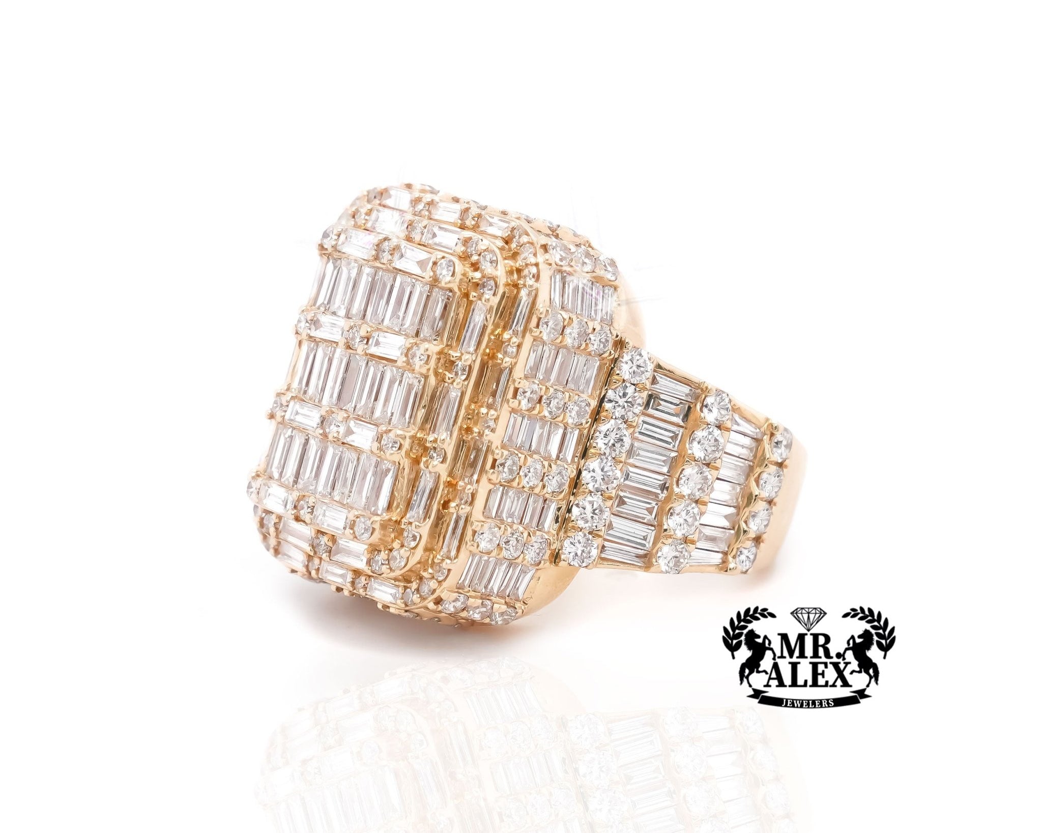 14K Majestic Square Diamond Ring 7.57ct - Mr. Alex Jewelry