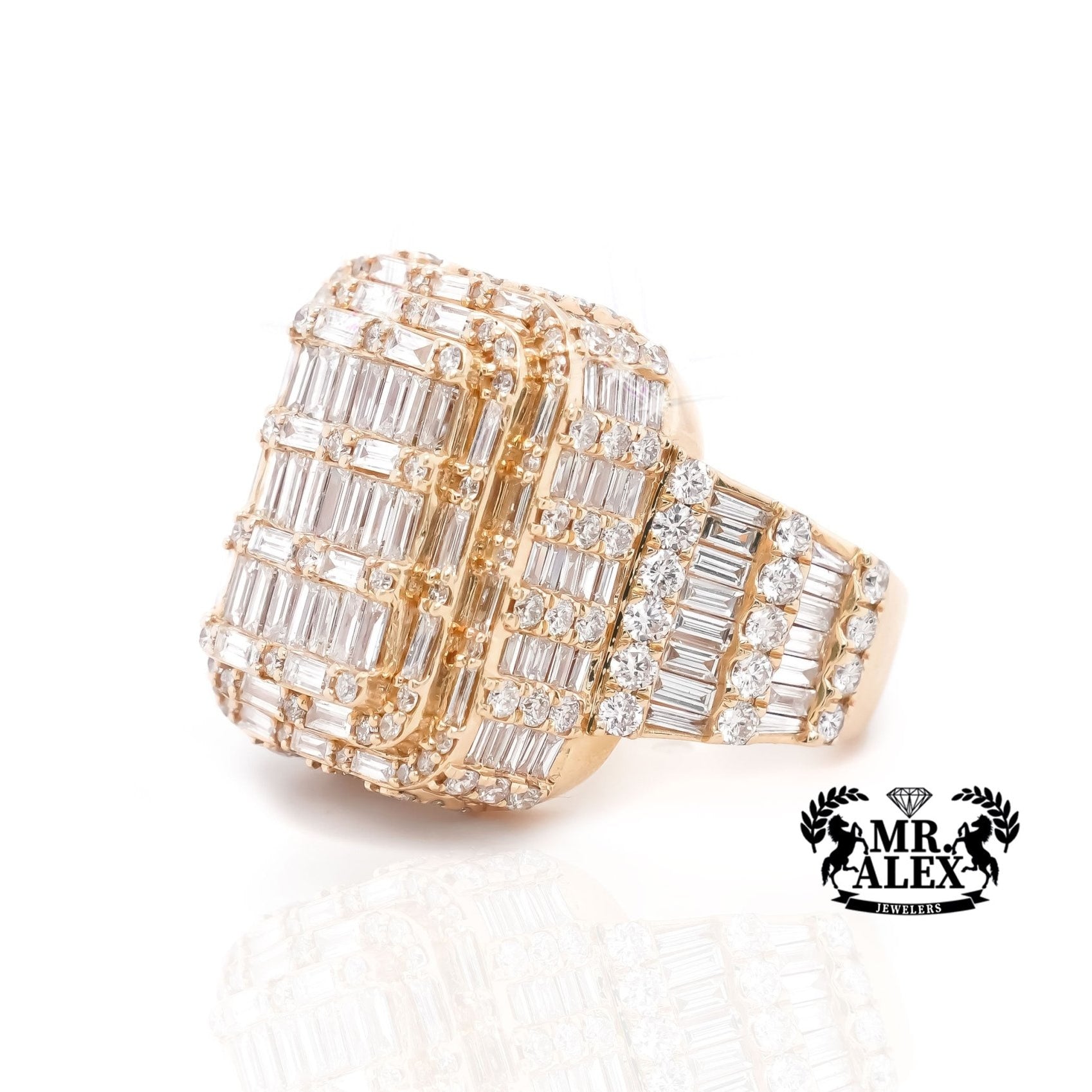 14K Majestic Square Diamond Ring 7.57ct - Mr. Alex Jewelry