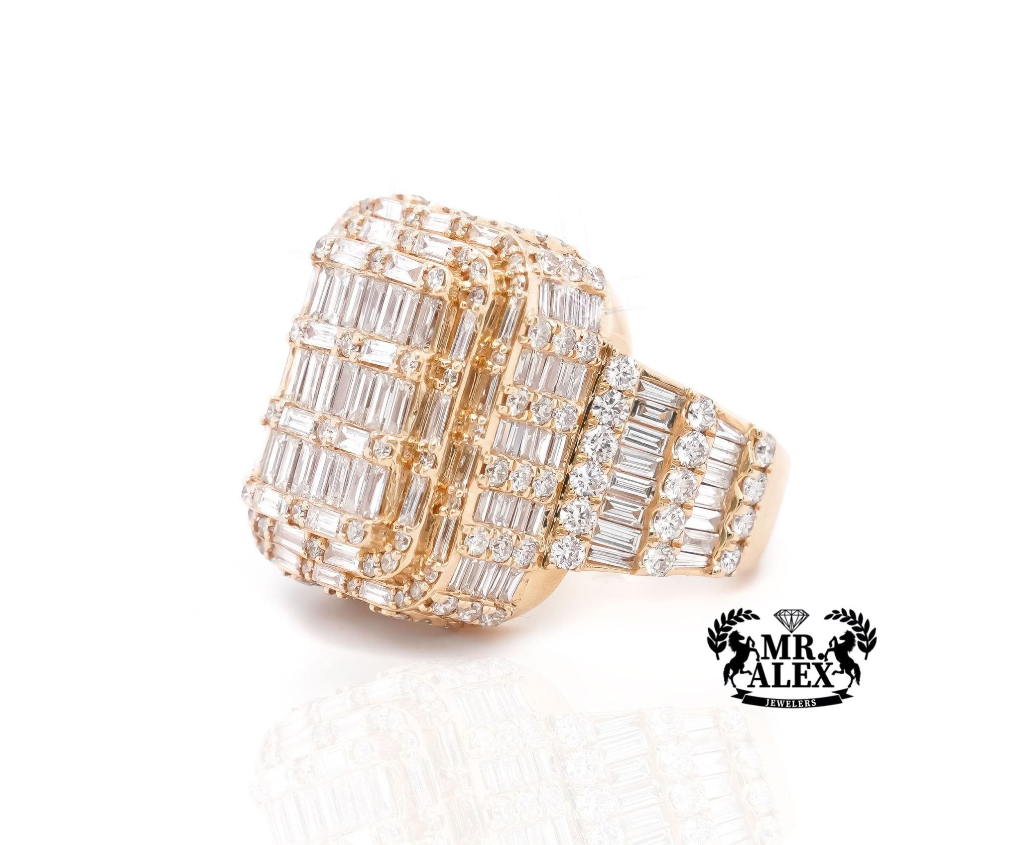 14K Majestic Square Diamond Ring 7.57ct - Mr. Alex Jewelry