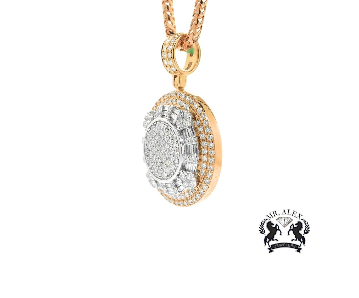 14k Medallion Pendant 3.00ct Rose Gold - Mr. Alex Jewelry