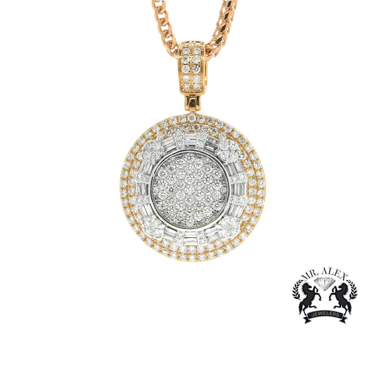 14k Medallion Pendant 3.00ct Rose Gold - Mr. Alex Jewelry