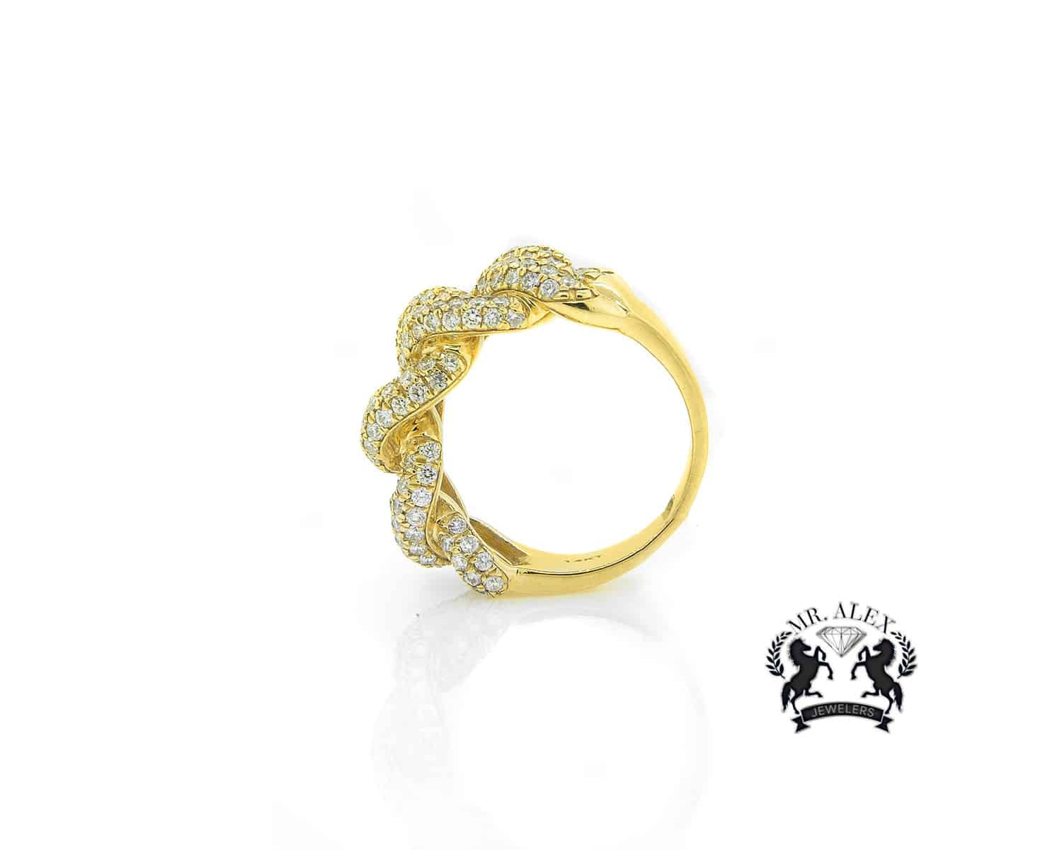 14K Miami Cuban Link Diamond Ring 3.25ct - Mr. Alex Jewelry