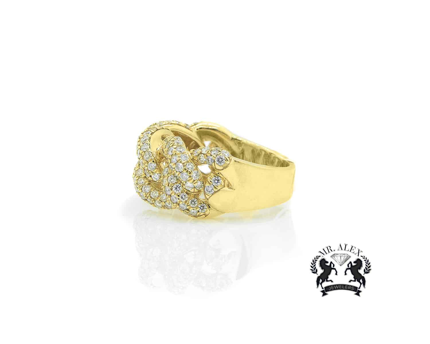 14K Miami Cuban Link Diamond Ring 3.25ct - Mr. Alex Jewelry