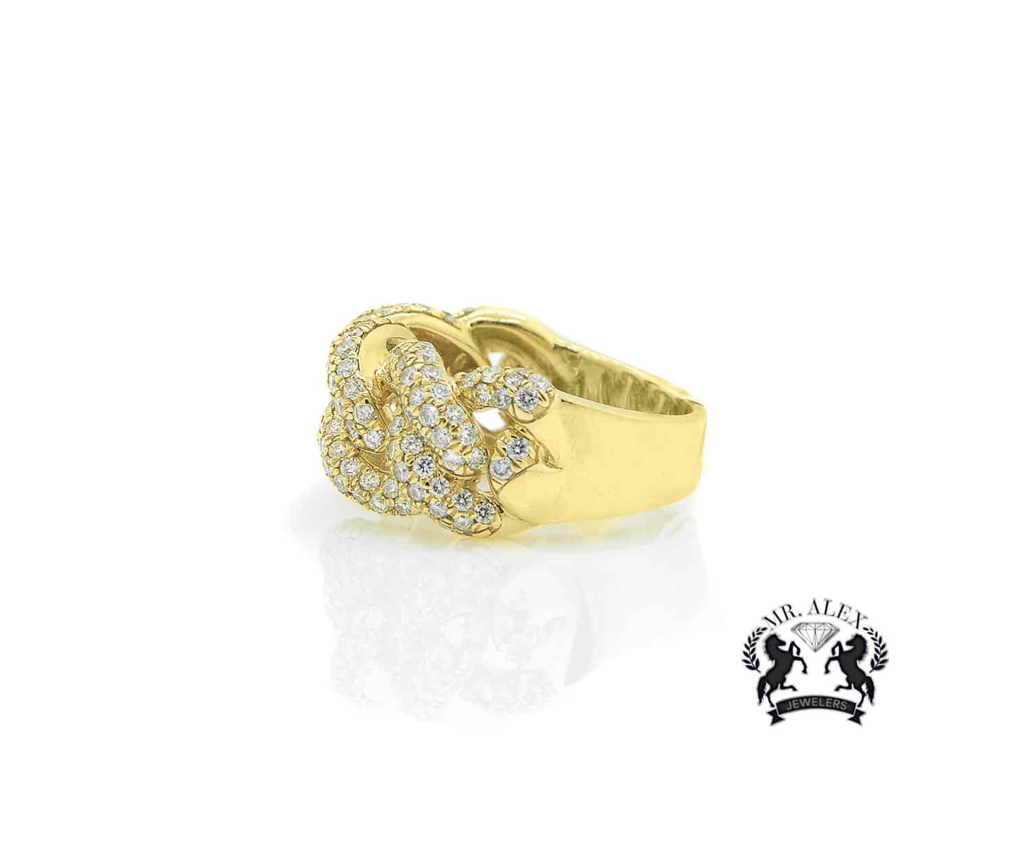 14K Miami Cuban Link Diamond Ring 3.25ct - Mr. Alex Jewelry