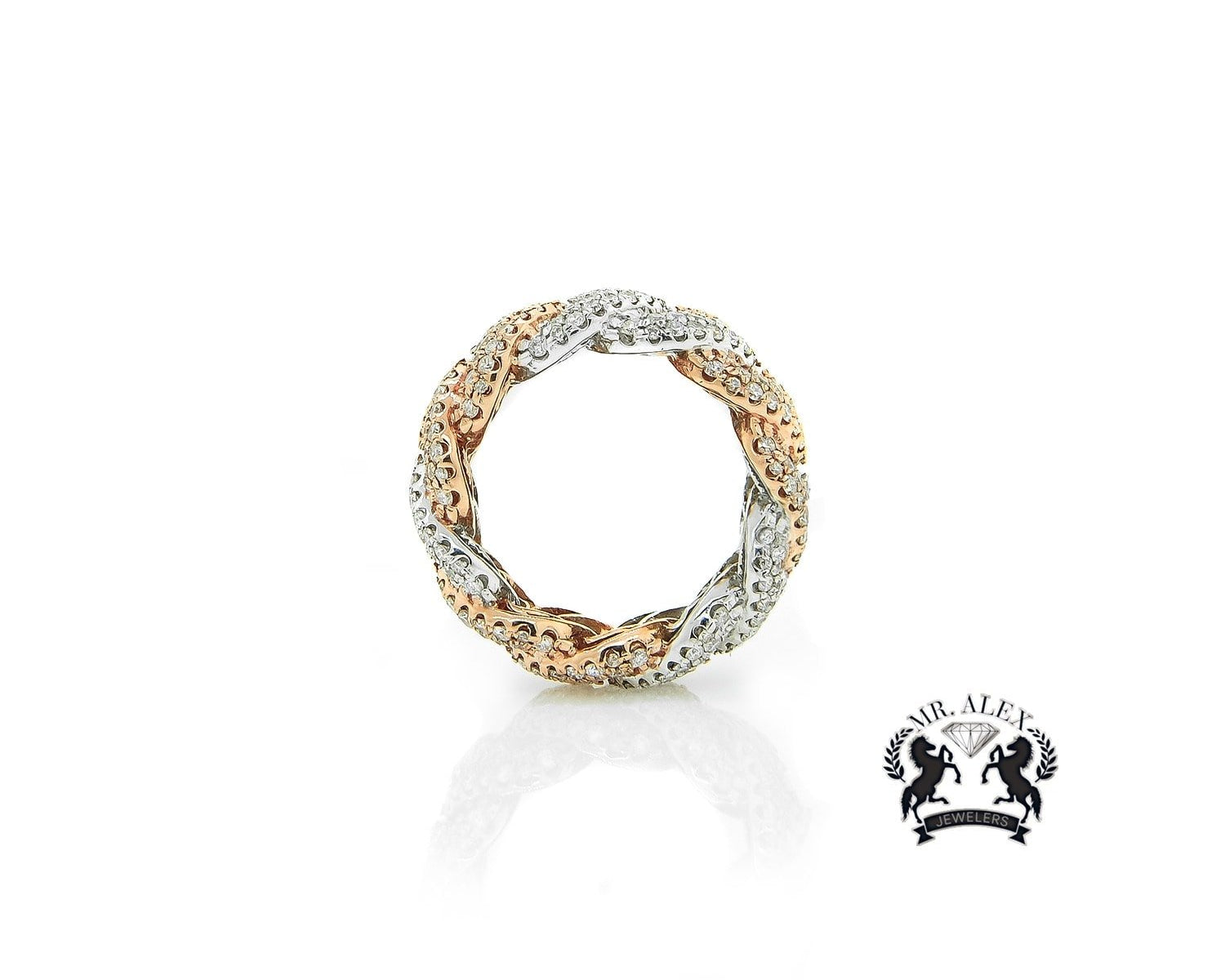 14K Miami Cuban Link Diamond Ring 3.40ct - Mr. Alex Jewelry