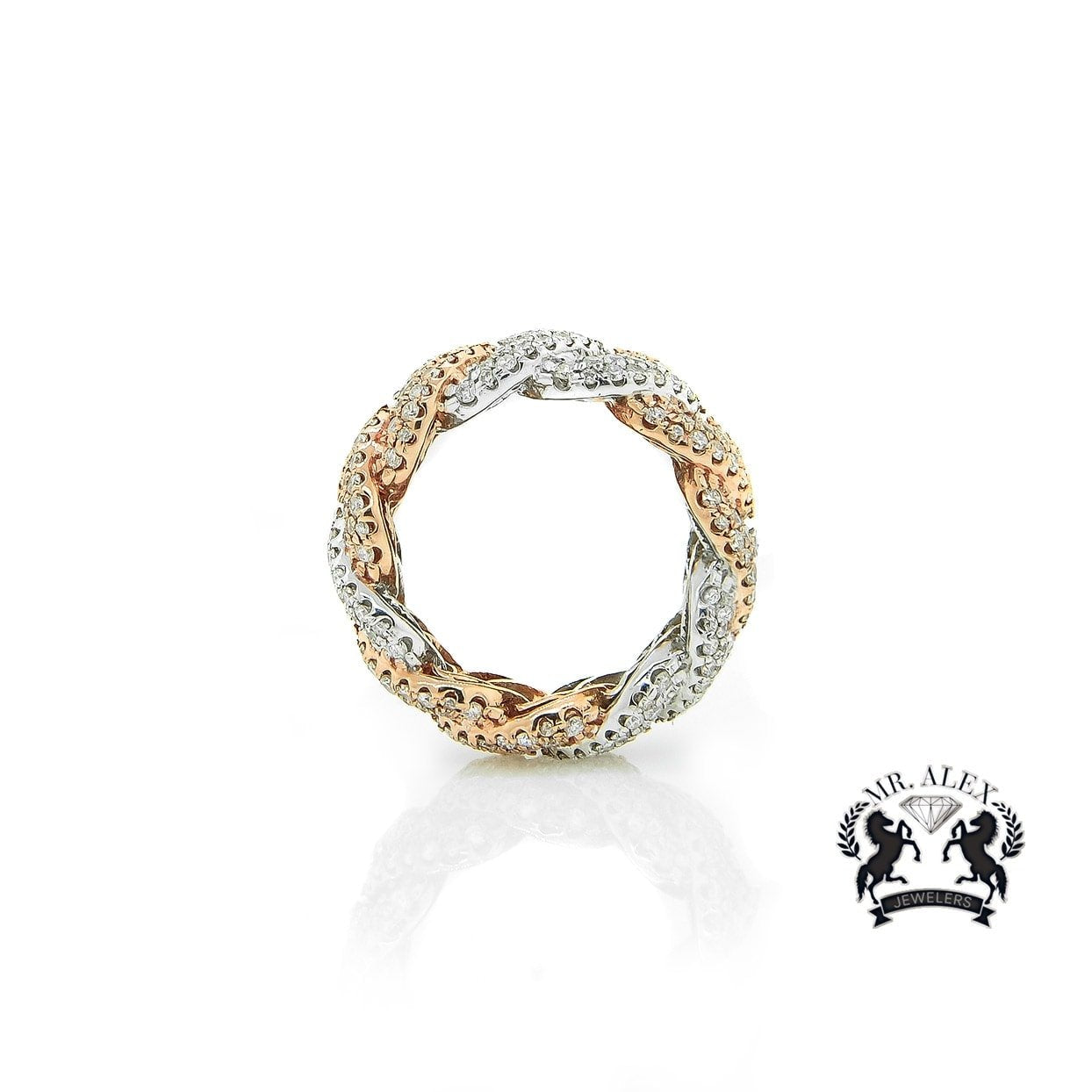 14K Miami Cuban Link Diamond Ring 3.40ct - Mr. Alex Jewelry