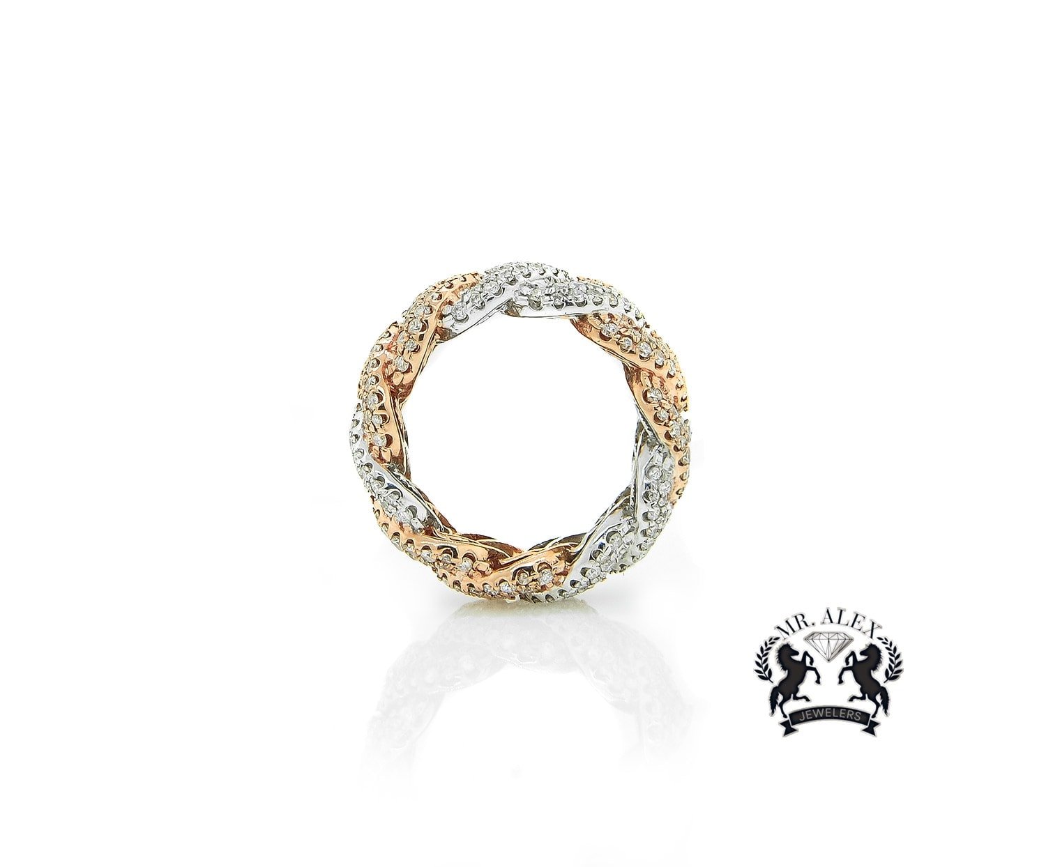14K Miami Cuban Link Diamond Ring 3.40ct - Mr. Alex Jewelry