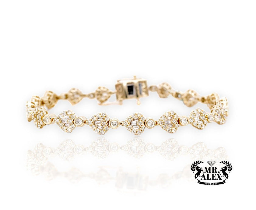14k Mini Hearts Baguette Bracelet 4.50ct - Mr. Alex Jewelry
