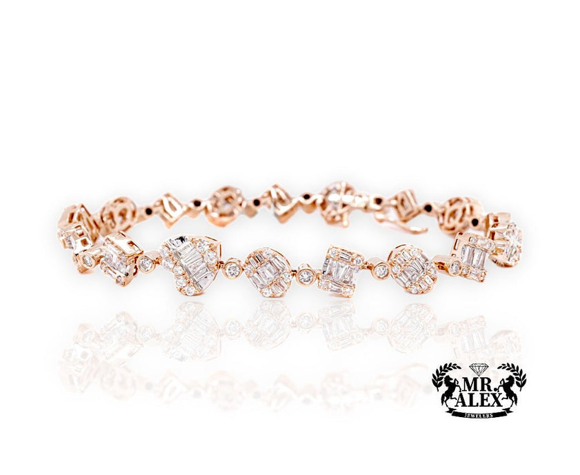 14k Mixed Shapes Baguette Bracelet 4.00ct - Mr. Alex Jewelry