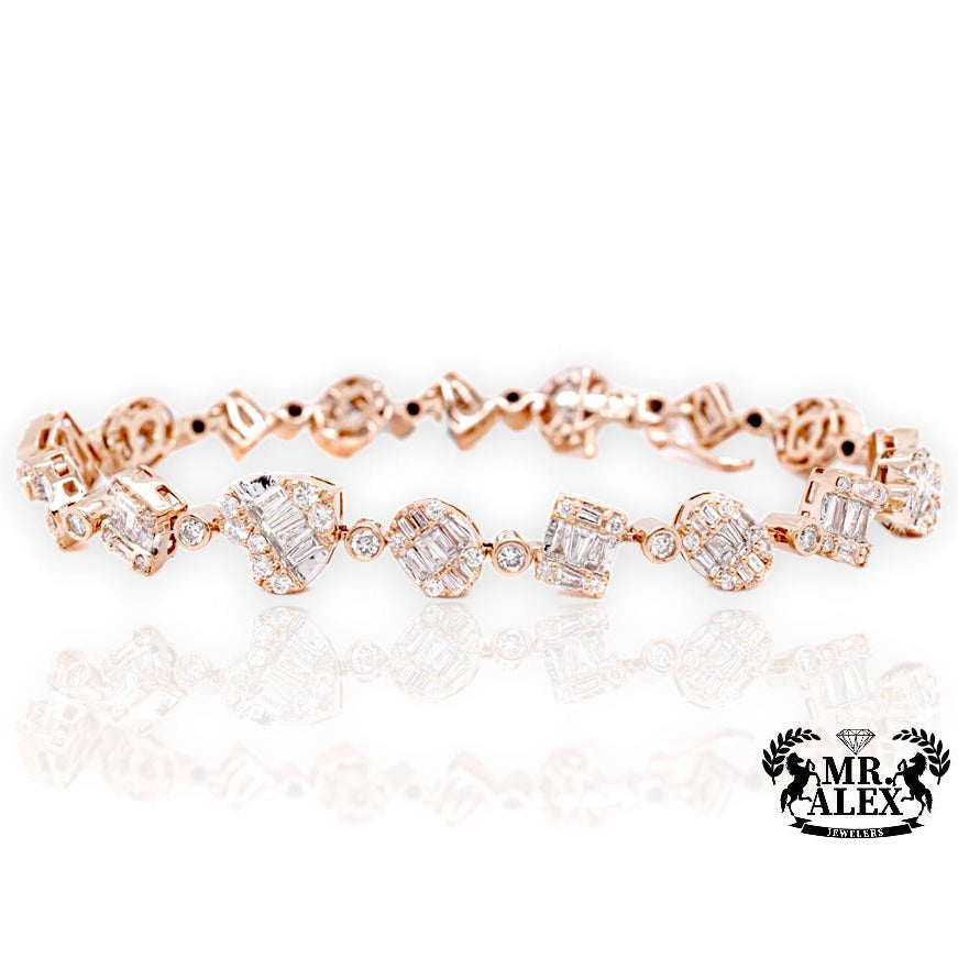 14k Mixed Shapes Baguette Bracelet 4.00ct - Mr. Alex Jewelry