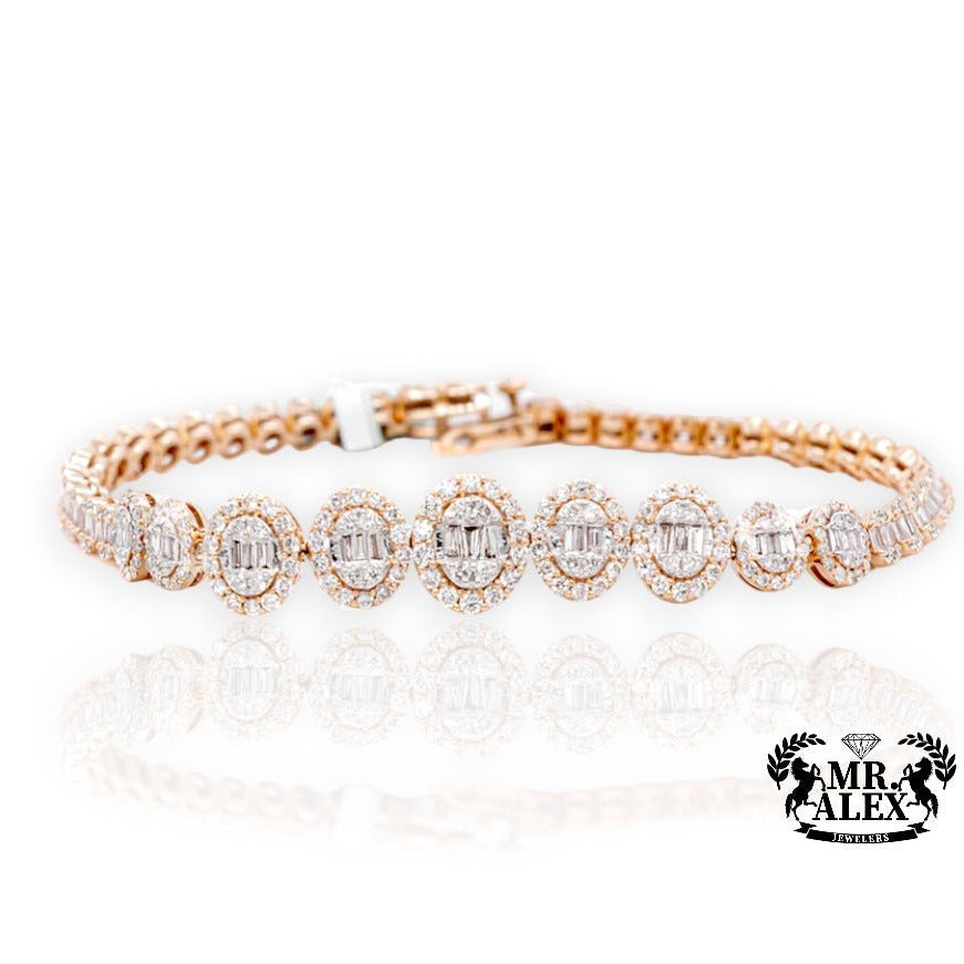 14K Oval Baguette Diamond Bracelet 3.25ct - Mr. Alex Jewelry