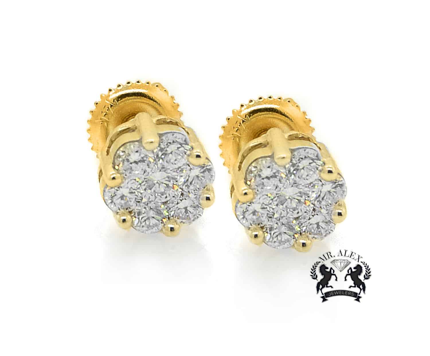 14K Princess Cut Quad Diamond Earrings - Mr. Alex Jewelry