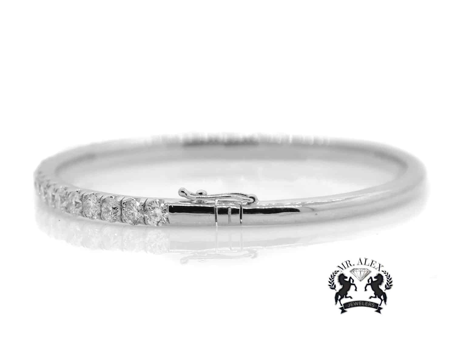 14K Prong Diamond Bracelet Bangle 3.15ct - Mr. Alex Jewelry