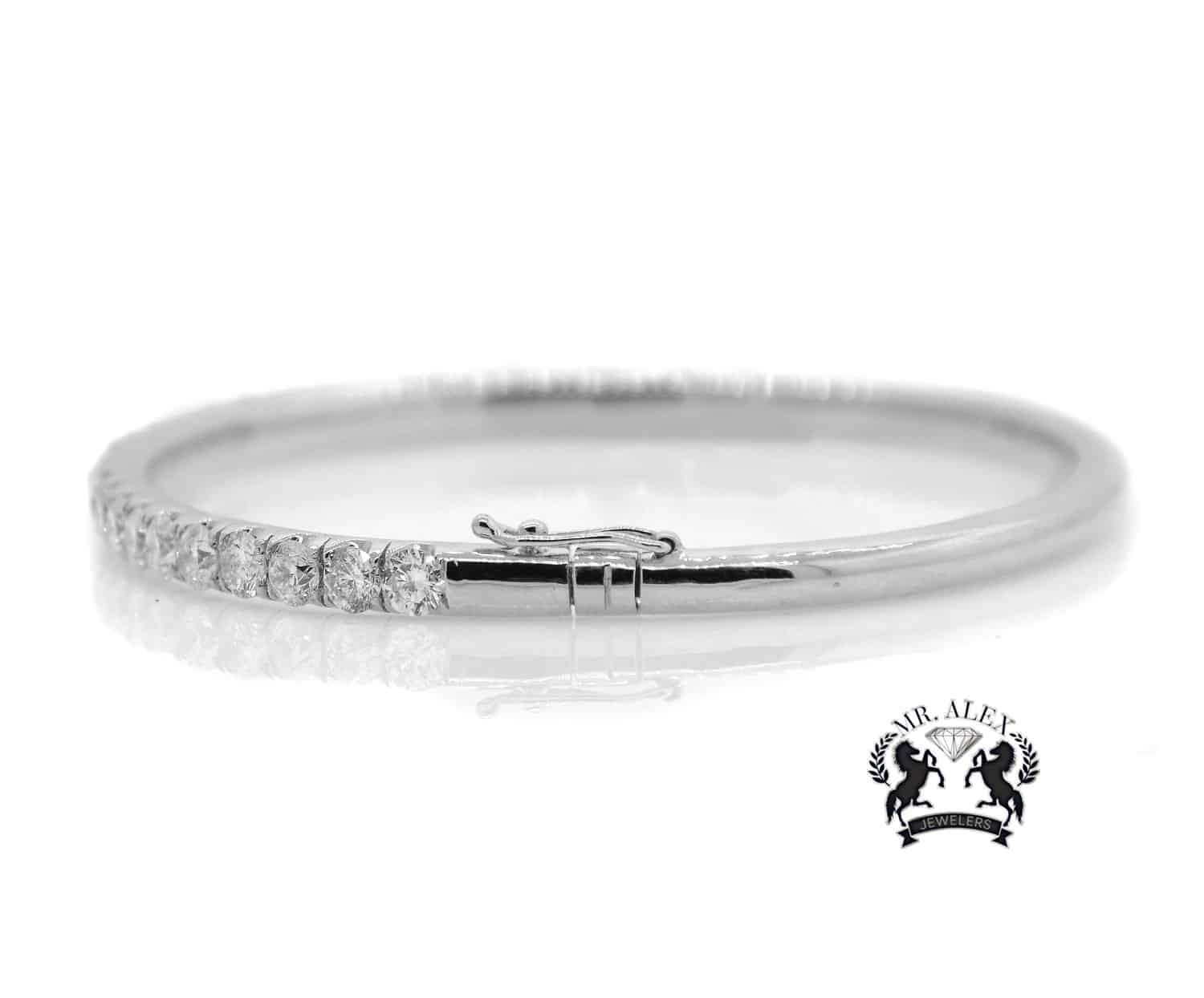 14K Prong Diamond Bracelet Bangle 3.15ct - Mr. Alex Jewelry