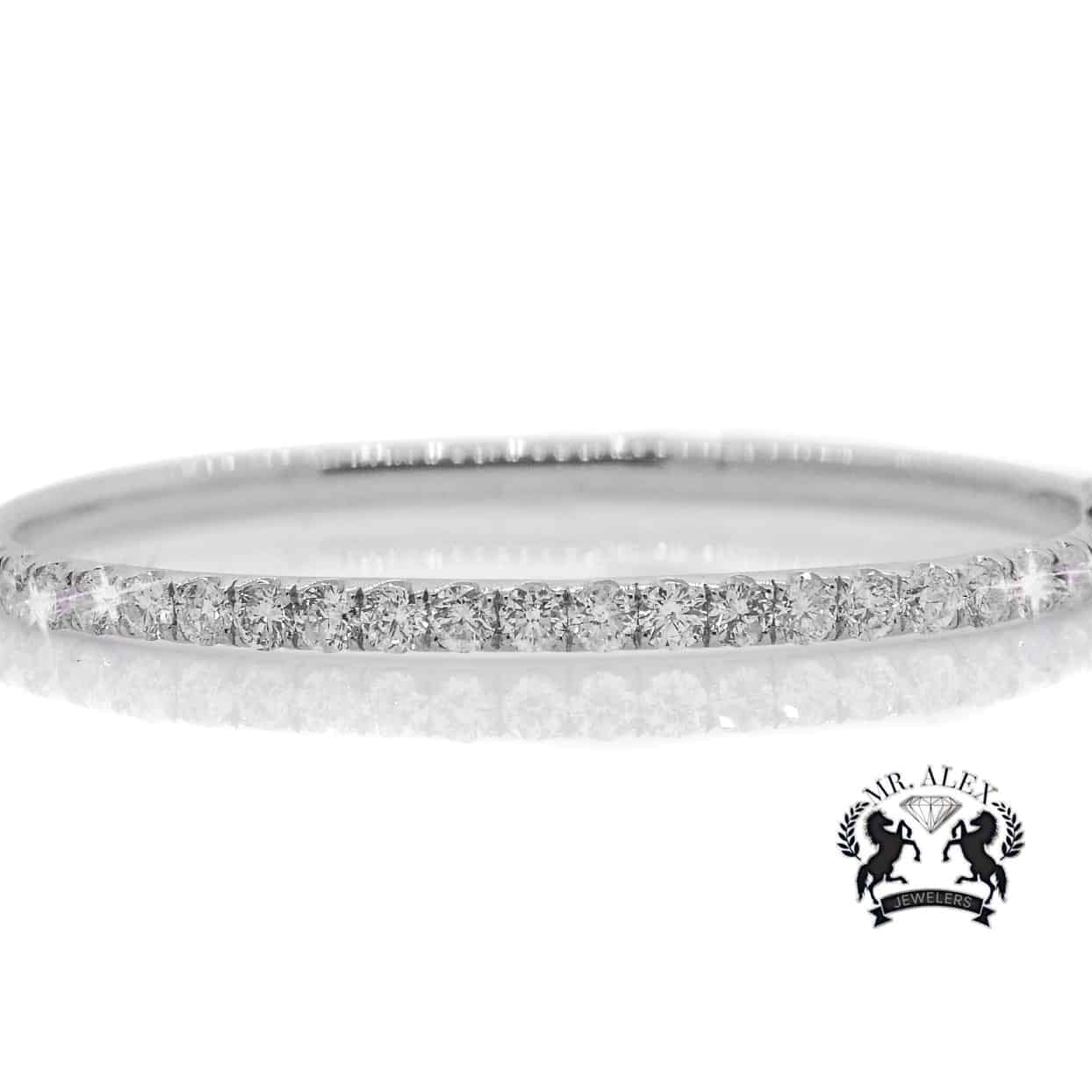 14K Prong Diamond Bracelet Bangle 3.15ct - Mr. Alex Jewelry