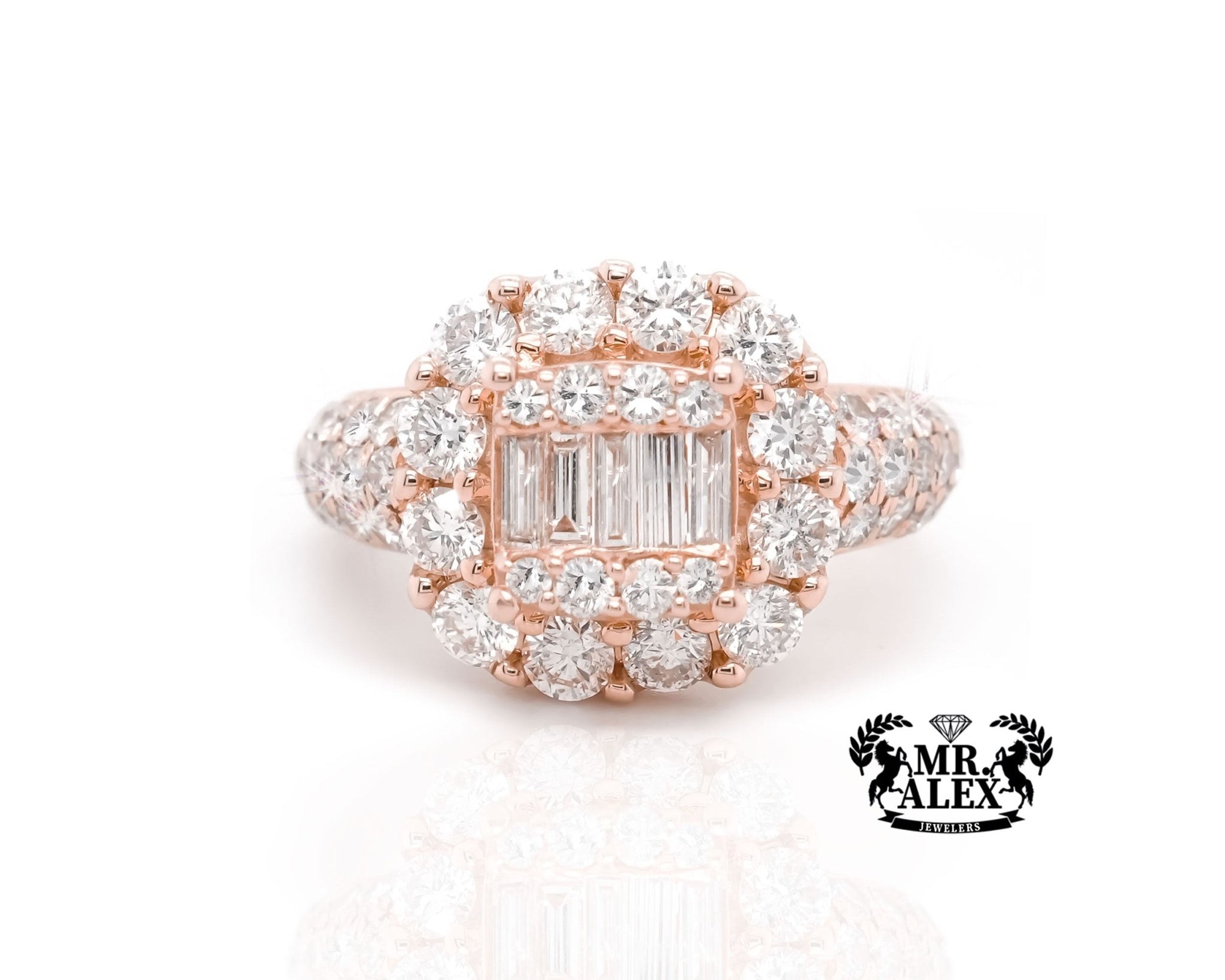 14K Radiant Halo Diamond Ring 3.00ct - Mr. Alex Jewelry