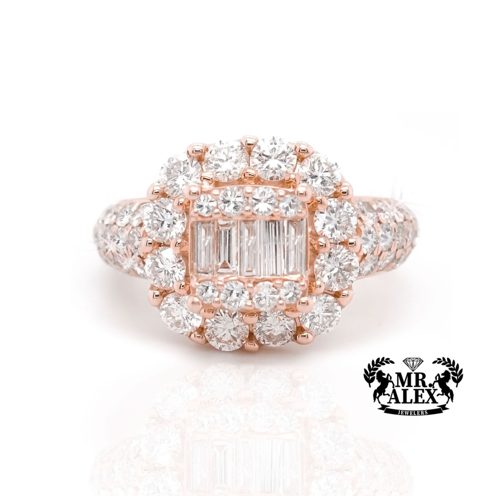 14K Radiant Halo Diamond Ring 3.00ct - Mr. Alex Jewelry