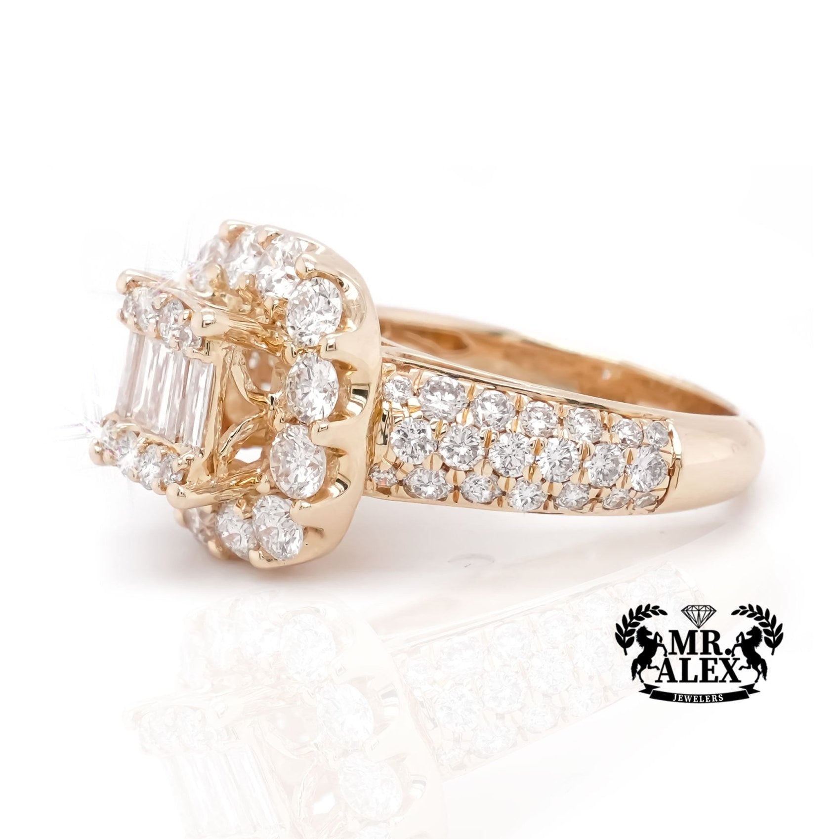 14K Radiant Halo Diamond Ring 3.00ct - Mr. Alex Jewelry