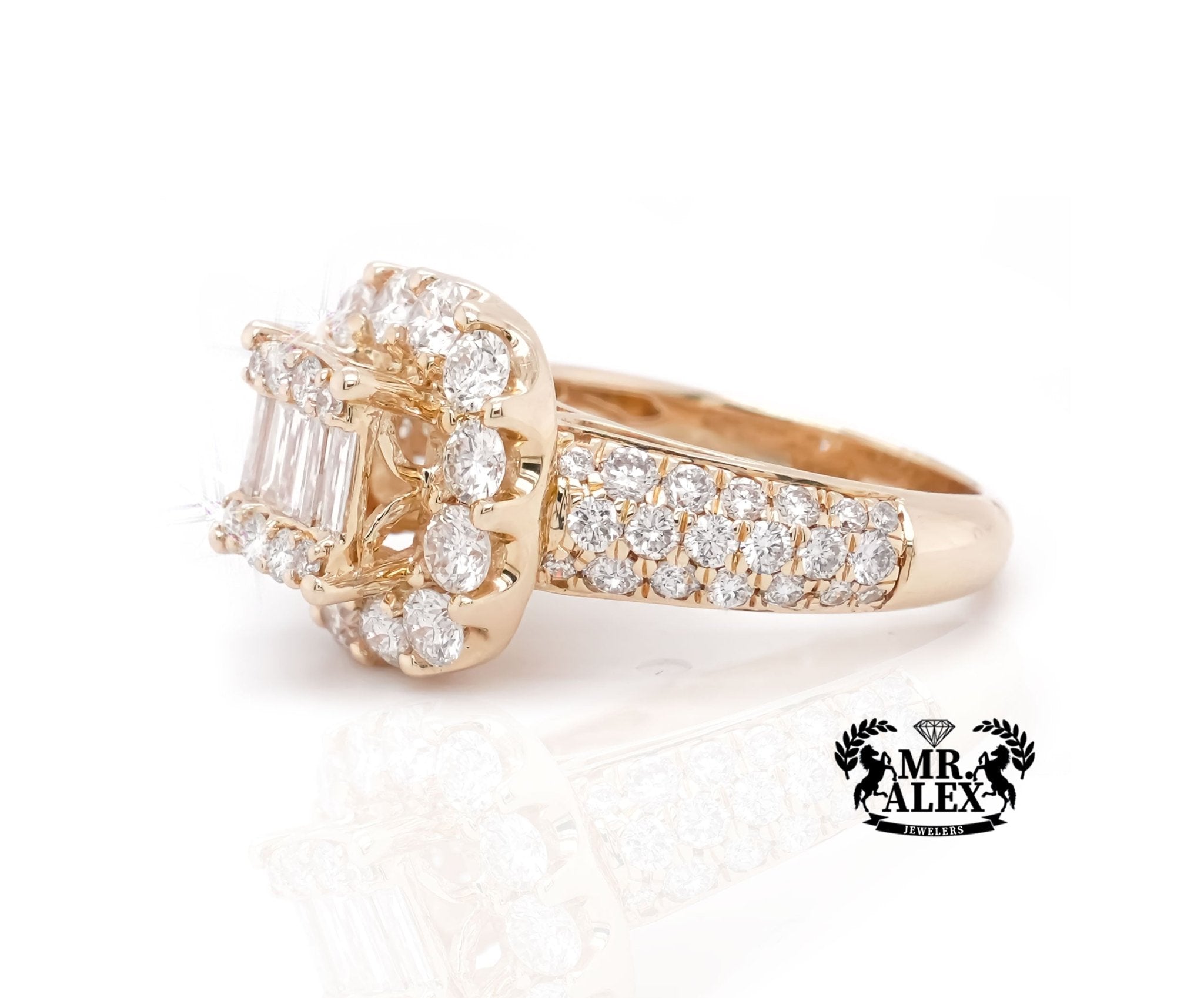 14K Radiant Halo Diamond Ring 3.00ct - Mr. Alex Jewelry