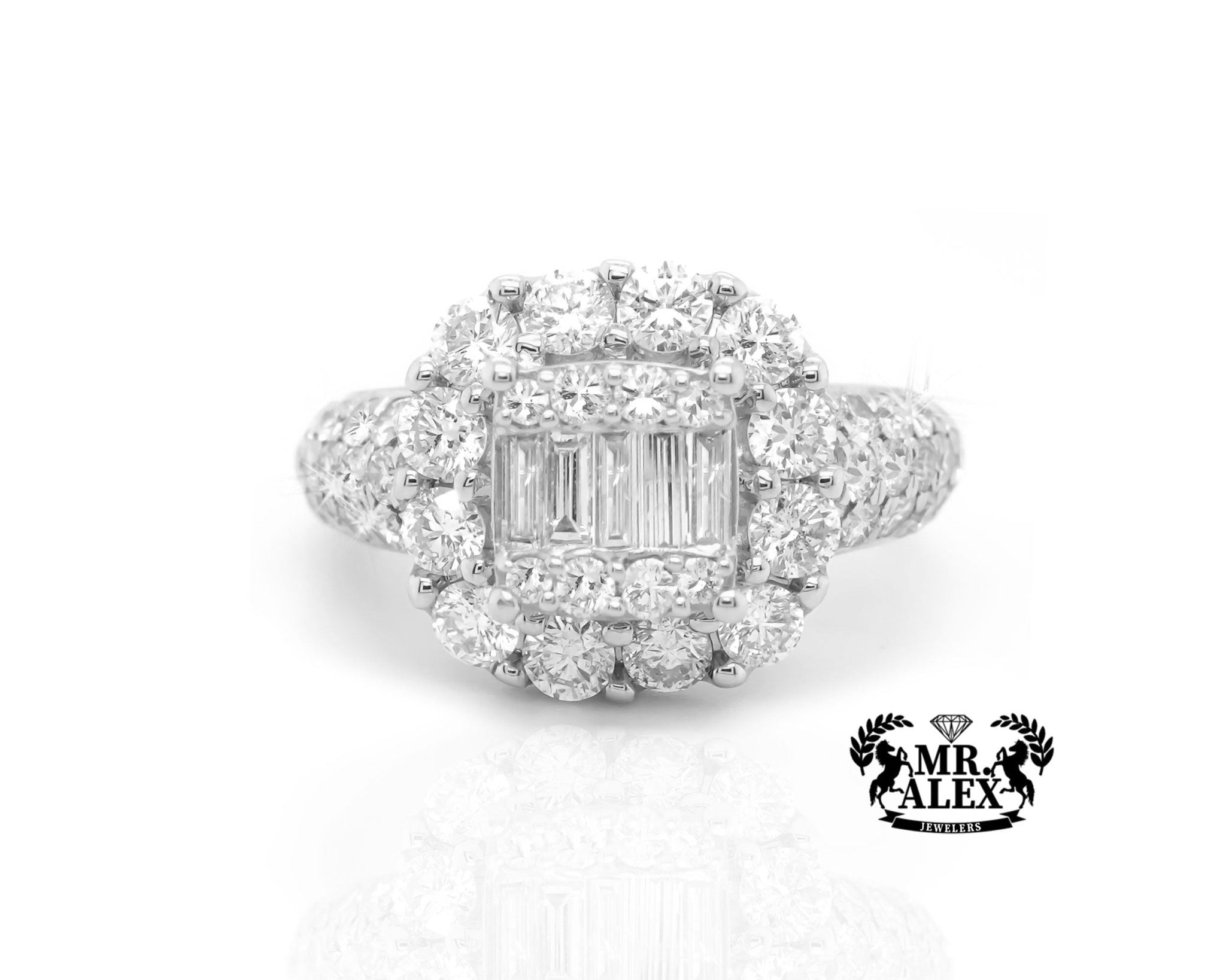 14K Radiant Halo Diamond Ring 3.00ct - Mr. Alex Jewelry