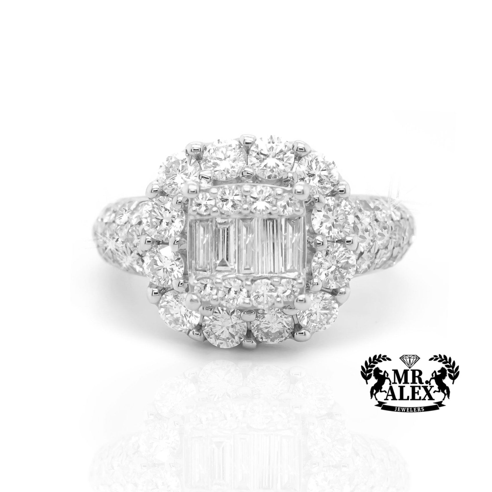 14K Radiant Halo Diamond Ring 3.00ct - Mr. Alex Jewelry