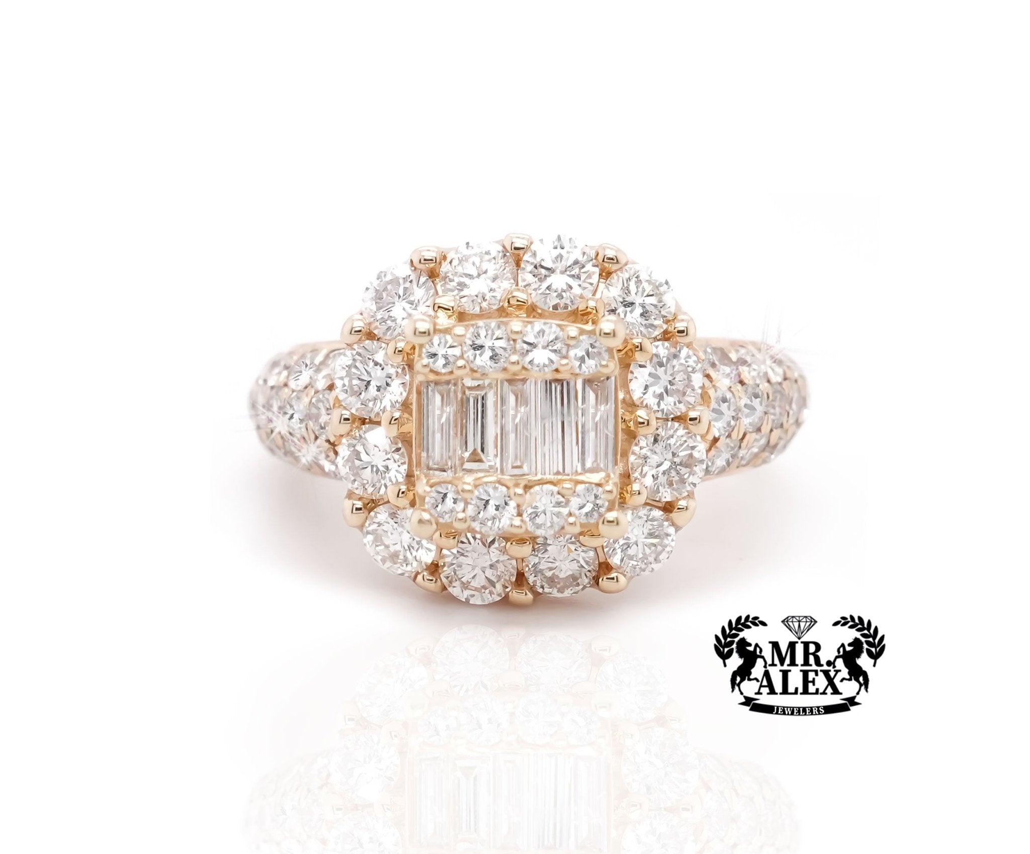 14K Radiant Halo Diamond Ring 3.00ct - Mr. Alex Jewelry