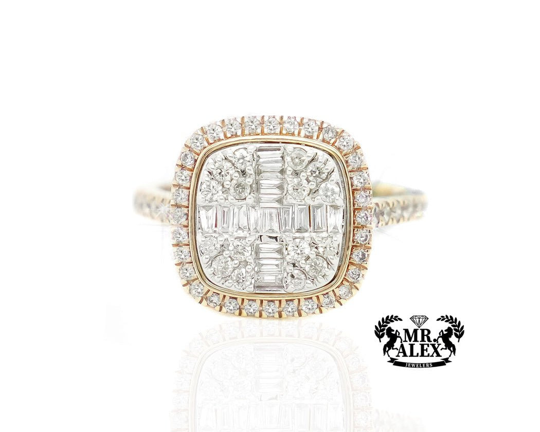 14k Rectangular Halo Diamond Ring 0.85ct - Mr. Alex Jewelry