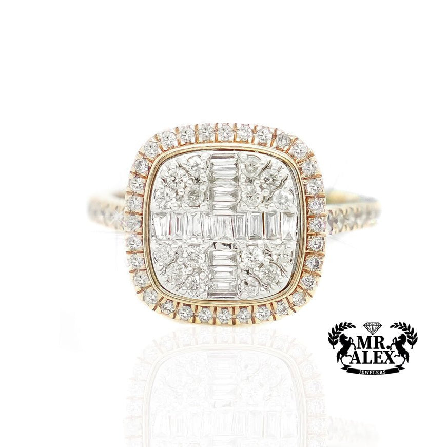 14k Rectangular Halo Diamond Ring 0.85ct - Mr. Alex Jewelry