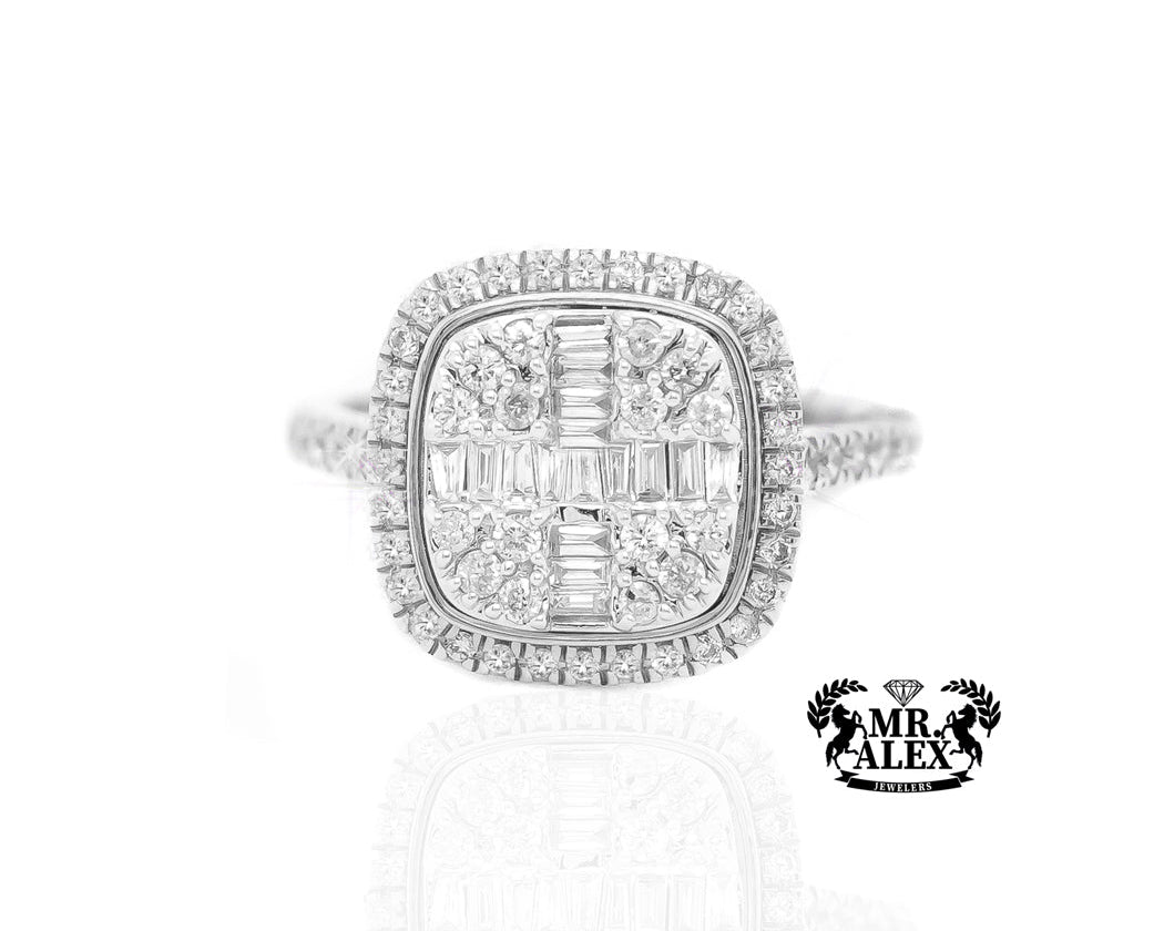 14k Rectangular Halo Diamond Ring 0.85ct - Mr. Alex Jewelry