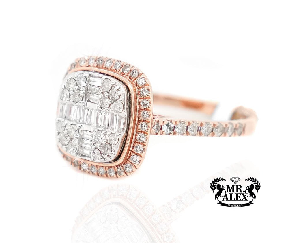 14k Rectangular Halo Diamond Ring 0.85ct - Mr. Alex Jewelry